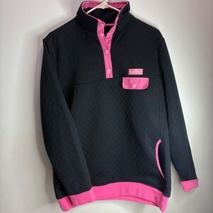 Simply Southern Black and Pink Quilted Pullover Sweatshirt